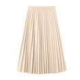 thumbnail image 5 of Quixlent Women Maxi Skirt Elastic High Waist A-Line Long Skirt Solid Color Large Hem Pleated Skirt Work Leisure Skirt Workwear, 5 of 8