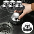 thumbnail image 2 of Stainless Steel Wool Scrubber with Detachable Handle for Cleaning Pots Pans Stoves and Sinks, 2 of 9