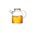 thumbnail image 1 of Large Capacity Borosilicate Glass Cold Water Pitcher, Bamboo Cover with Stainless Steel Rim, Four Seasons Water Kettle with Built-in Strainer Filter for Home Use, 1 of 7