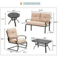 thumbnail image 2 of SOLAURA 5-Piece Outdoor Patio Conversation Set with Wrought Iron Glider Loveseat and Spring Chairs, Brown, 2 of 5