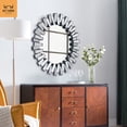 thumbnail image 3 of Round Mirror Wall Decor 24 Inches Decorative Wall Mirror with Irregular Framed and Beveled Edge Mirrors for Wall Silver Large Wall Mirror Frameless Mirrors, 3 of 5