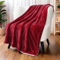 thumbnail image 6 of PAVILIA Soft Fleece Sherpa Throw Blanket for Couch Bed Twin, Wine, 60x80, 6 of 7