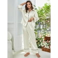thumbnail image 5 of WEHUSE Pajamas For Women Set Silk Pjs 2 Piece Satin Sleepwear Long Sleeve Button Down Lounge Sets With Pant, 5 of 6