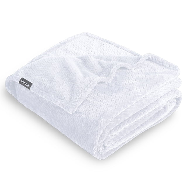 Manta de vellón Bare Home matrimonial/queen color blanco