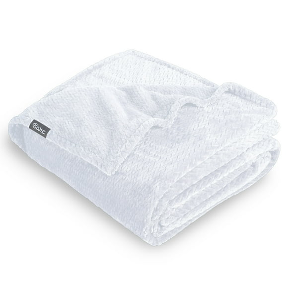 Manta de vellón Bare Home matrimonial/queen color blanco