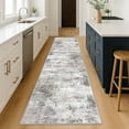 thumbnail image 2 of iOhouze Washable Runners 3x14 Abstract Runner Rug for Hallways Non Slip Long Runner Printed Faux Wool Entryway Runner Indoor Modern Abstract Floor Carpet Runner, Ash Grey/Beige, 2 of 9