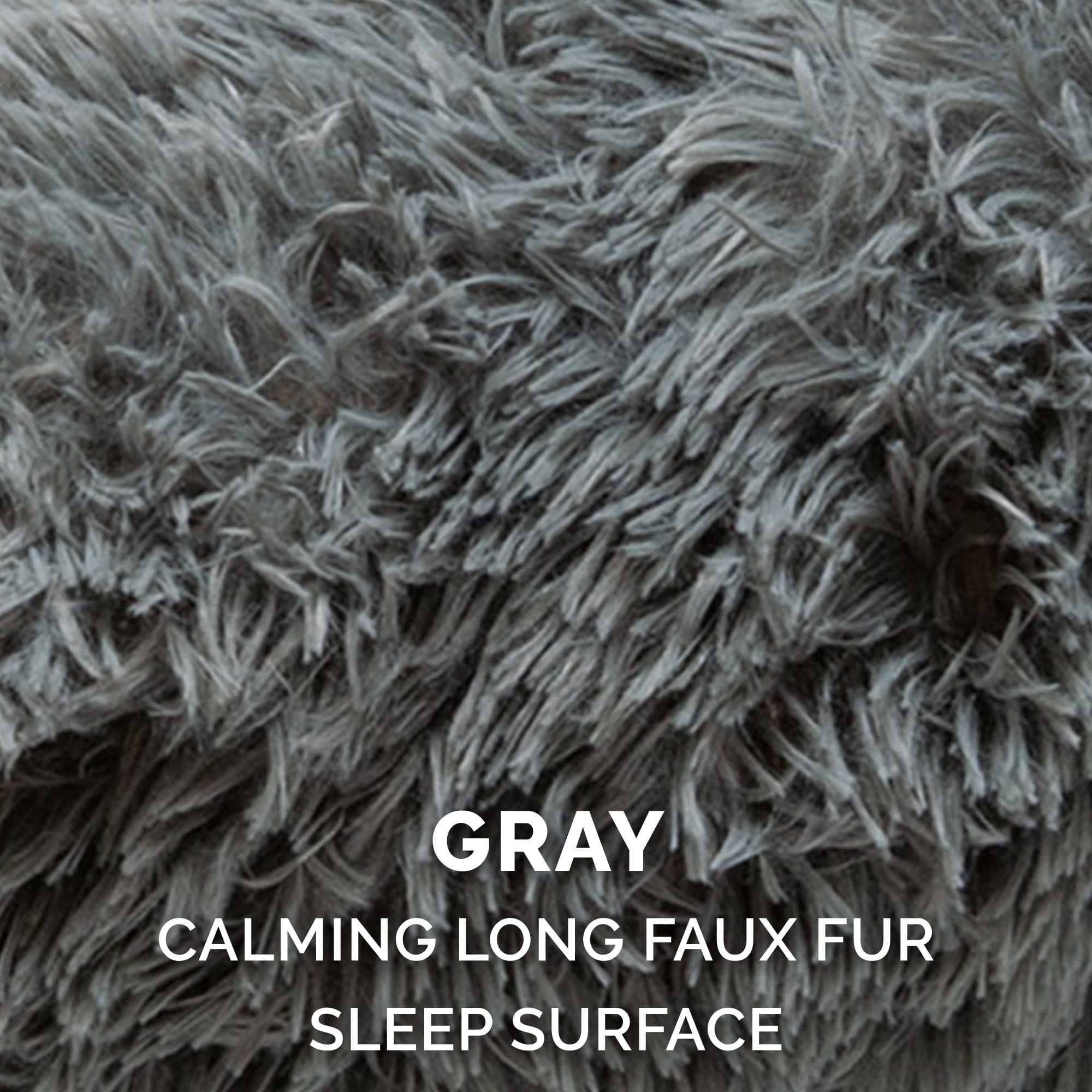 FurHaven Pet Products Calming Cuddler Long Faux Fur Donut Pet Bed for Dogs & Cats - Gray, Small - 23