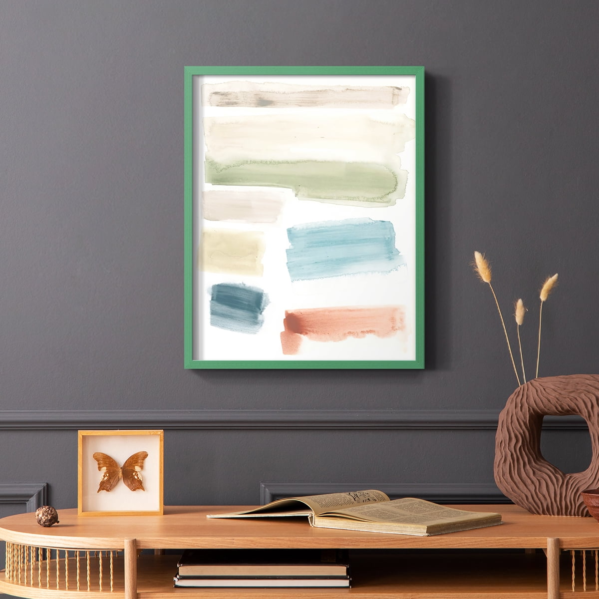 Watercolor Swatches I Framed Print in Green Solid Wood 8 x 10 Framed Print