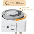 thumbnail image 4 of TAPDRA 24 Hour Mechanical Timer 2PCS Set 30 Minute Increments 15A 1250W Capacity For Home Office Use, 4 of 4