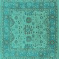 thumbnail image 1 of Ahgly Company Machine Washable Indoor Square Oriental Turquoise Blue Industrial Area Rugs, 7' Square, 1 of 4