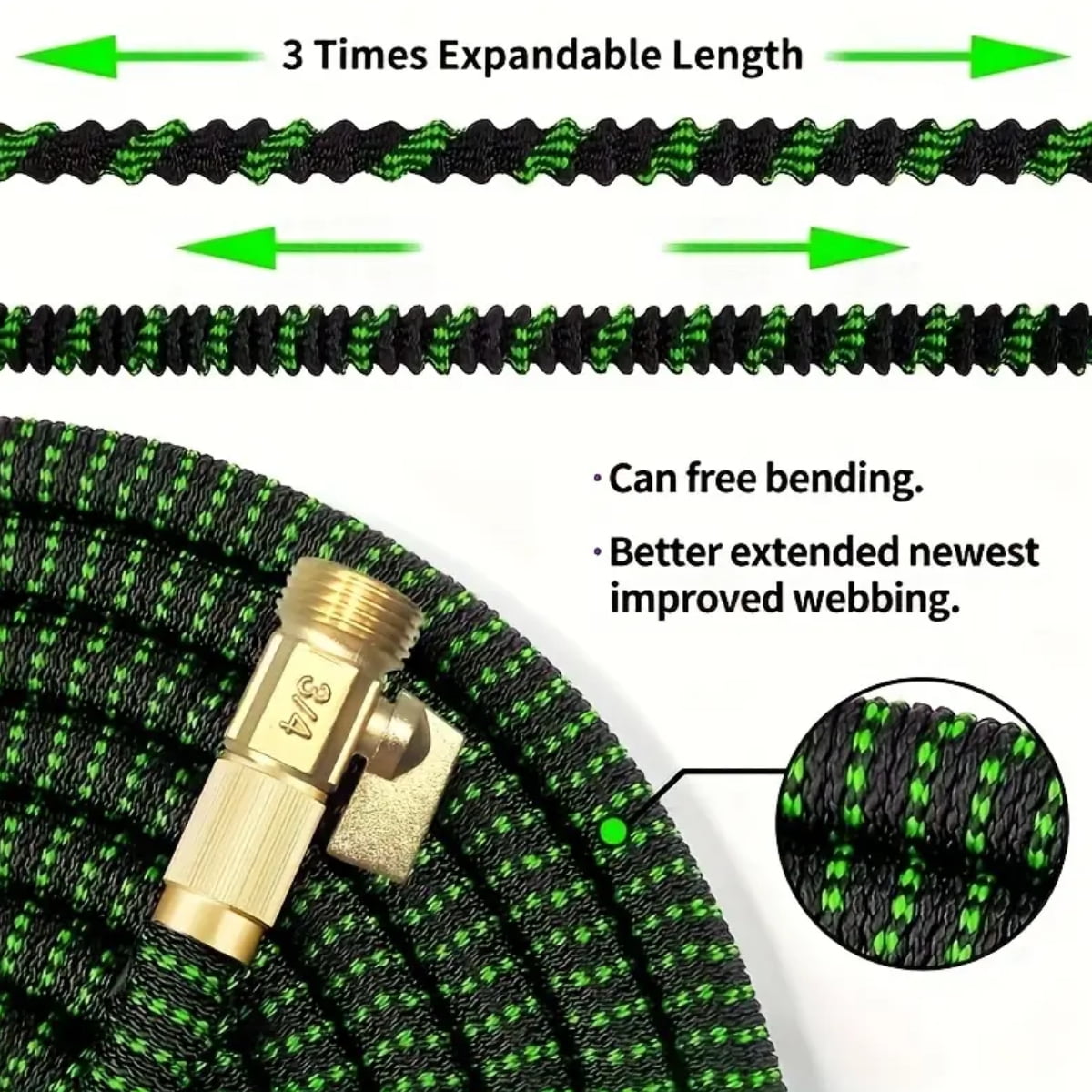 Garden Hose 50ft Kink-Free Expandable Water Hose Upgraded Leakproof Lightweight 50ft Garden Hose for Outdoor