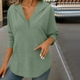 thumbnail image 6 of Felirenzacia Women's Long Sleeve Solid Color Hoodie, V Neck Pullover Top， Slim Fit Fall Sweatshirt, S-3XL, 6 of 7