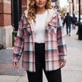 thumbnail image 6 of XUNKUSGA Jackets for Women Vintage Plaid Thickened Fleece Lined Hooded Shacket Women Casual Loose Long Sleeve Button Down Flannel Jacket Women Fall Winter Coat with Pockets, Size 2XL, 6 of 9