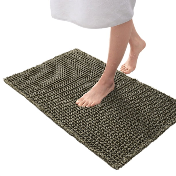 Alfombra Gofres para la Entrada del Baño, Alfombrilla Absorbente para el Suelo, Alfombrilla Gofres para la Puerta del Baño, Alfombrilla Antideslizante para los Pies, Color Verde