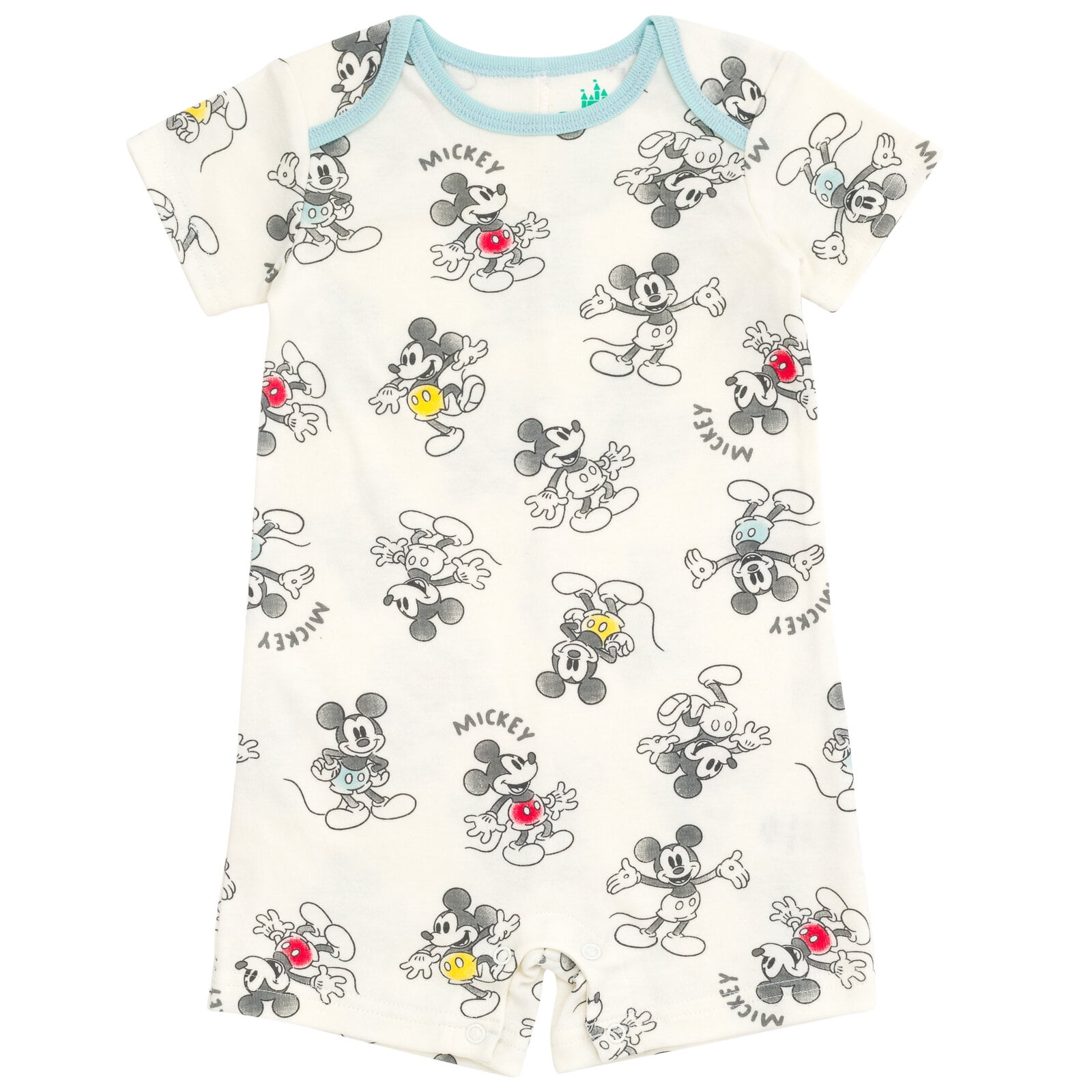 Disney Mickey Mouse Baby Boys' One Piece Romper Set Mickey Blue White
