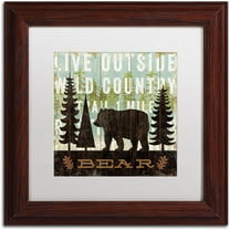 Trademark Fine Art "Simple Living Bear" Canvas Art by Michael Mullan, White Matte, Wood Frame