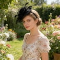 thumbnail image 6 of Black Pillbox Fascinator Headband for Women Vintage Hat for Weddings Tea Party with Feathers Mesh Clip, 6 of 6