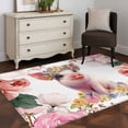 thumbnail image 3 of Area Rugs for Living Room Bedroom, Spring Floral Pig 4'x6' Rug Washable Carpet Runner Indoor Outdoor, Elegant Pink Botanical Non Slip Accent Floor Mats Rug for Kitchen, Office, 3 of 8