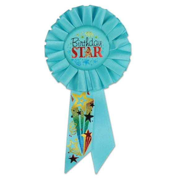 Beistle Biestle 3 1/4" x 6 1/2" Birthday Star Rosette Blue 3/Pack RS167