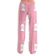 thumbnail image 3 of Adult Easter Pajamas Stretch Waist Drawstring Lounge Sleepwear Funny Bunny Print Comfy Wide Leg Pants (Watermelon Red,2XL), 3 of 6