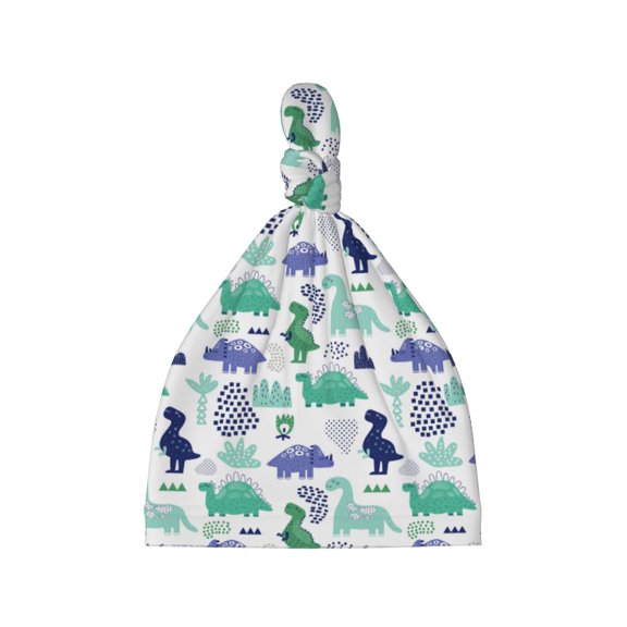 Qekee Dinosaur Print Newborn Baby Hospital Hat for Boy/Girl,Knotted Cap Baby Hats 0-6 Months, Baby Beanies for Infant Babies
