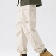 thumbnail image 1 of hoksml Men's Outdoor Hiking Pants Casual Loose Lightweight Ripstop Cargo Pants Solid Color Multi Pockets High Waist Bind Work Trousers Summer Clearance, 1 of 3