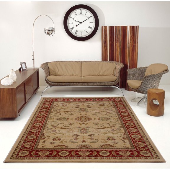 Ladole Rugs Swallowtail Medallion Traditional Style Smooth and Durable Beautiful Area Rug Carpet in Rust-Cream, 4x6(3'11" x 5'7", 120cm x 170cm)