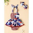 thumbnail image 2 of Baby Girl 4th of July Ruffled Romper American Flag Bodysuit Jumpsuit with Headband Independecen Day Outfit Set, 2 of 7