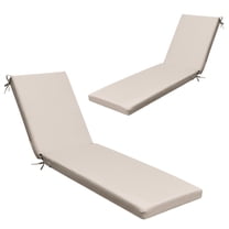 Crestlive Products Set of 2 Outdoor Chaise Lounge Cushion, Waterproof Recliner Cushion 72" x 21", Beige