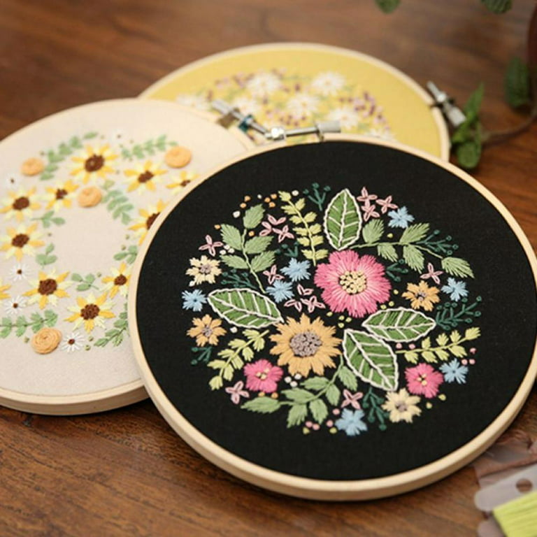 Embroidery Starter Kit for Beginners Stamped Cross Stitch Kits with Cute  Flowers and Plants Patterns with Embroidery Hoops and Color Threads for  Adults Kids 