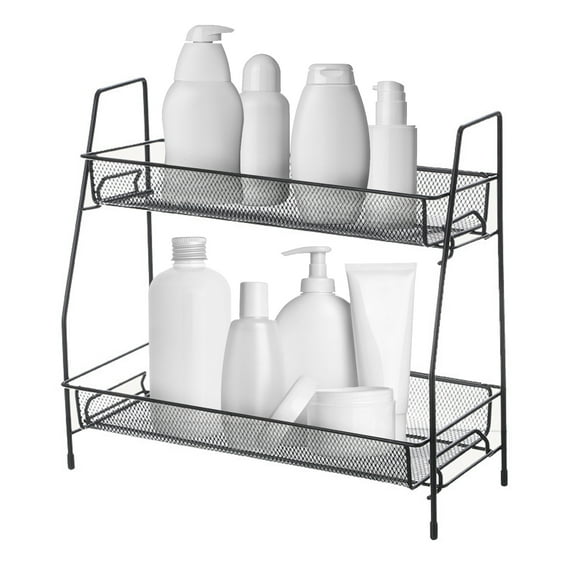 TFixol 2-Tier Countertop Shelf Kitchen Spice Rack Organizer Detachable Iron Storage Shelf for Bathroom Small Storage Rack Makeup Fruits Snacks Basket Organizer