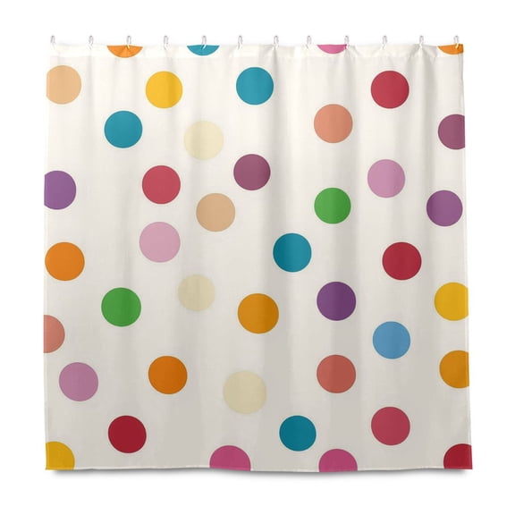 Yayeee Shower Curtain with Hooks 72"x72" Waterproof Fabric Bathroom Hanging Decor, Polka Dot