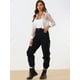 thumbnail image 2 of Blusa delantera con botones para mujer, dobladillo con lazo, cuello en punto, malla, camisa de manga larga transparente, top Blanco XS, 2 of 6