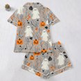 thumbnail image 3 of Ounisa Halloween Pajama Sets for Women 2 Piece Ghost Pumpkin Print Shirts and Shorts Button Down Short Sleeve Sleepwear, 3 of 8