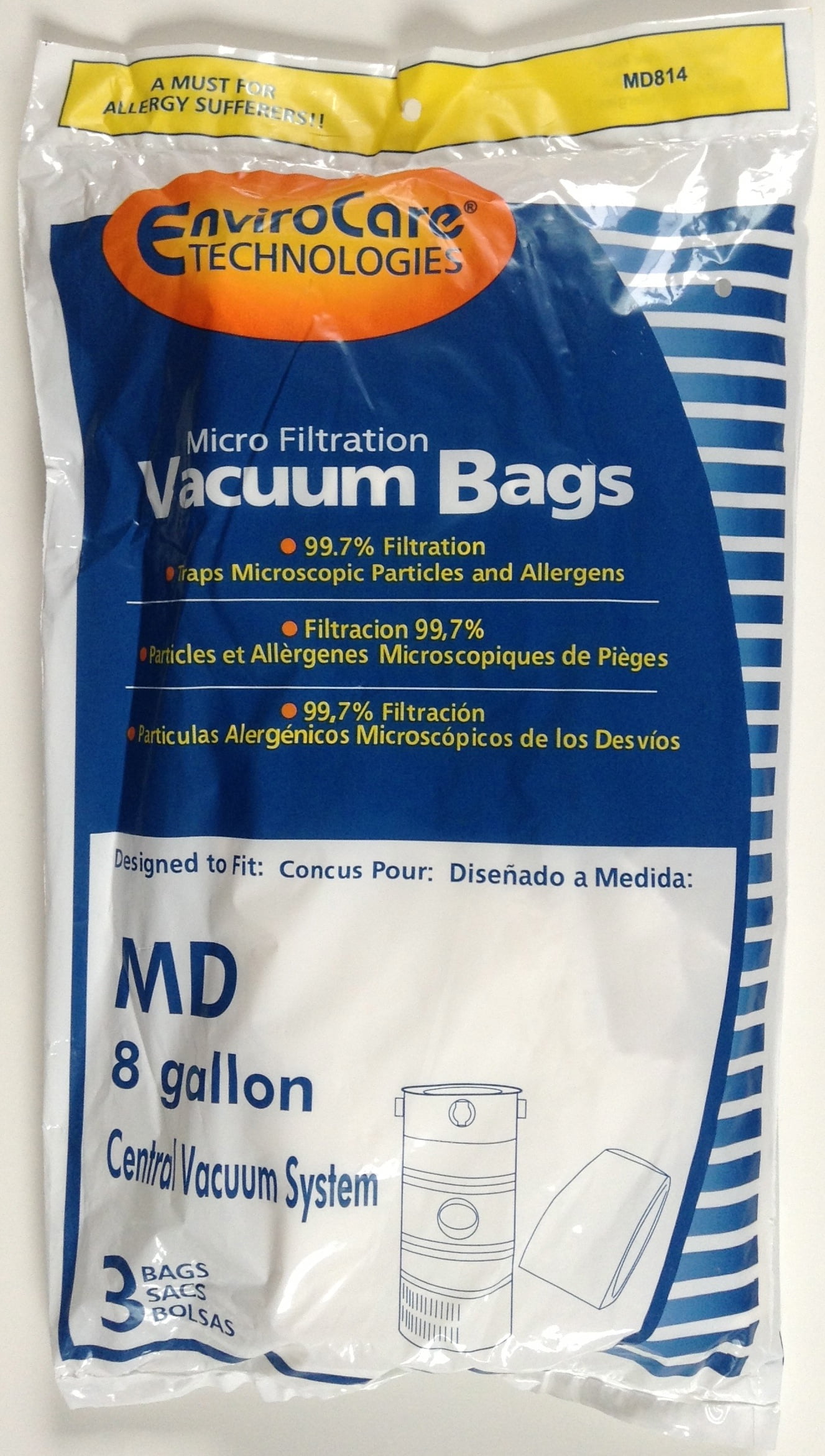 Modern Day 8 Gallon MD814 Central Replacement Vacuum 3 Bags 