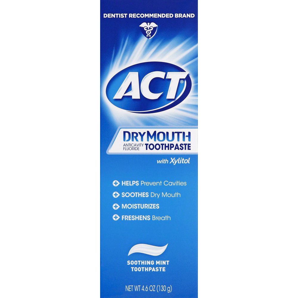 ACT Dry Mouth Anticavity Fluoride Toothpaste, Soothing Mint, 4.6 Oz
