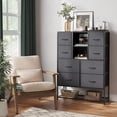thumbnail image 3 of CubiCubi Dresser for Bedroom with Shoe Racks Shelf, Storage Organizer 8 Drawer Dresser for Living Room, Closet Hallway, Black Grey, 3 of 7