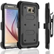 Galaxy S6 Case, [SUPER GUARD] Dual Layer Protection With [Built-in Screen Protector] Holster Locking Belt Clip Circle(TM) Stylus Touch Screen Pen (Black)
