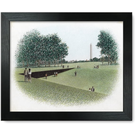 Framed Print: Vietnam Veterans Memorial, Washington, D.C., With The Washington