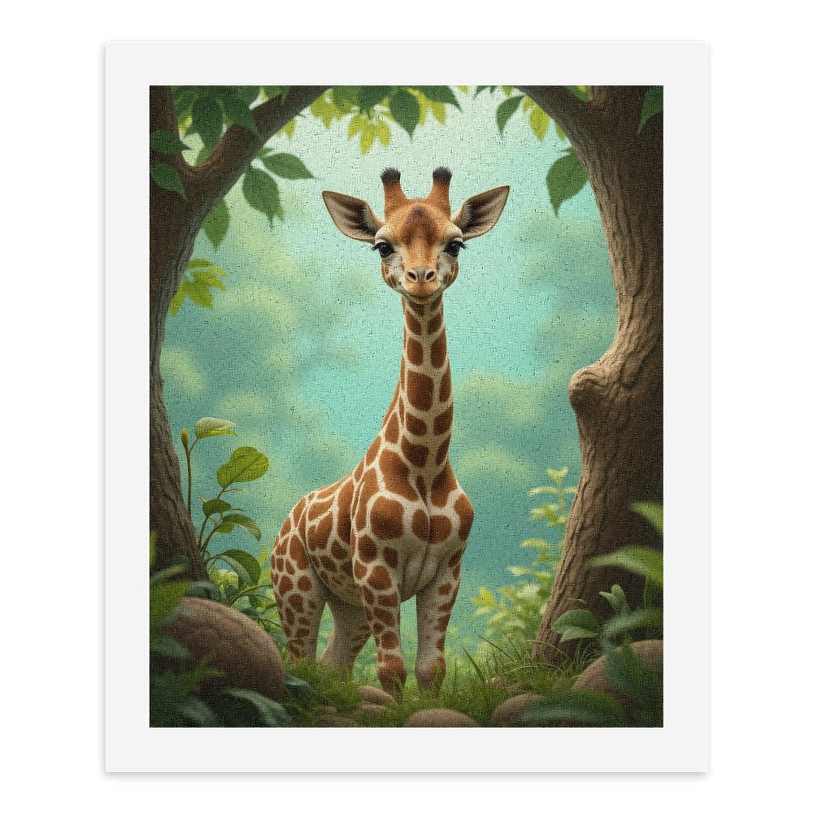 Paint By Numbers Kit for Adults Beginner - DIY Gentle Giraffe Among Trees Canvas Painting Kits for Adults, Frameless Paint By Number for Adults for Home Wall Decor 16x20 Inch