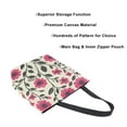 thumbnail image 3 of FORMRS Womens Canvas Tote Bag with Zipper Inner Pocket Shoulder Handbag, Pink Flowers, 3 of 7