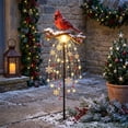 thumbnail image 4 of Christmas Red Bird Solar Stake Light, Red Bird with Hanging Snowflake & Berry LED Lights for Outdoor Yard Pathway Garden Decor & Holiday Gift, 4 of 8
