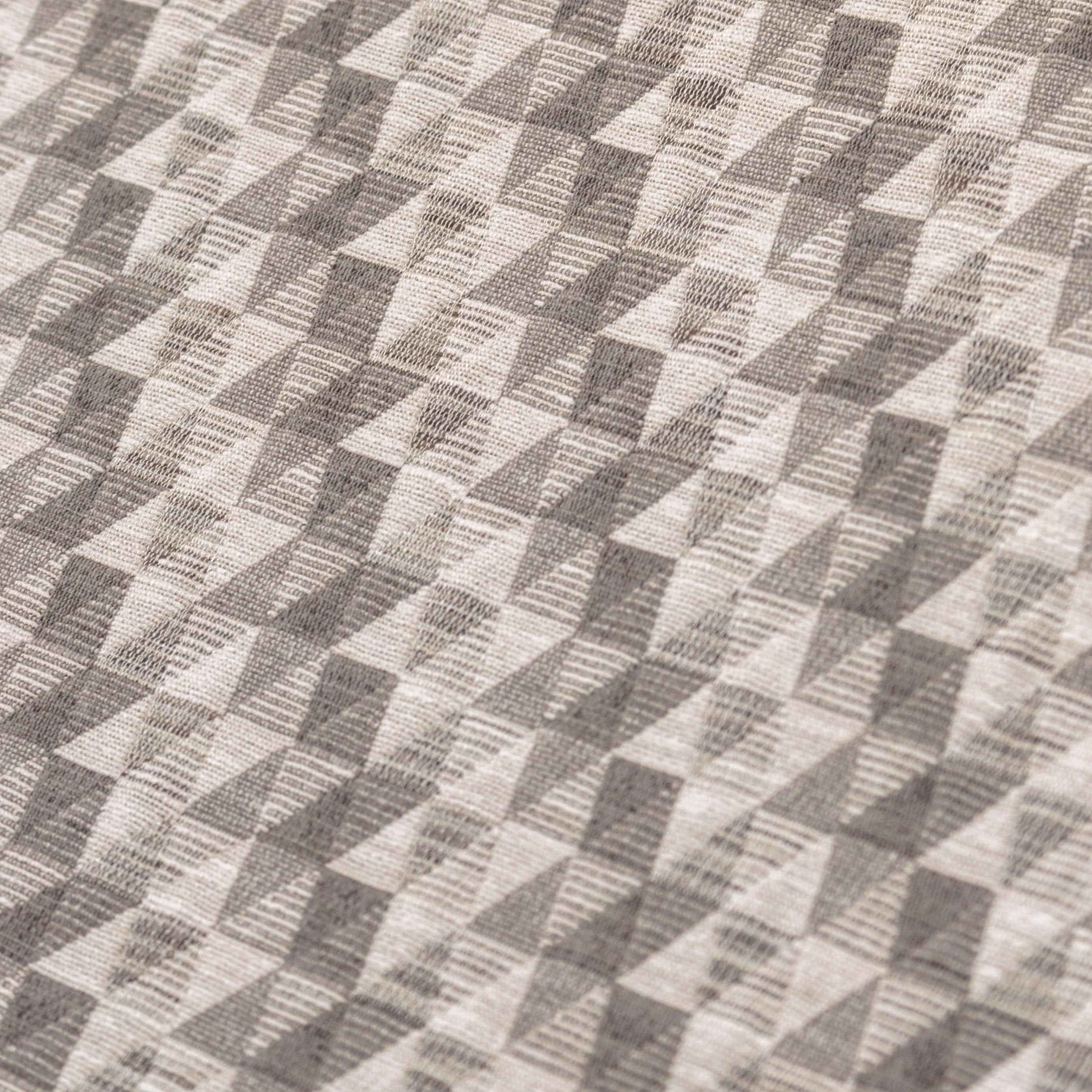 Fabric Mart Direct Cream Jacquard Velvet Fabric By The Yard, 54 inches or 137 cm width, 3 Continuous Yards Cream Jacquard Fabric, Beige Triangles Geometric, Upholstery Drapery Curtain Wholesale Fabric