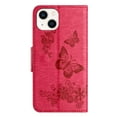 thumbnail image 5 of Feishell Wallet Case for iPhone 15 Plus,Retro PU Leather Butterfly Embossed Pattern Full Protection Anti-Scratch Magnetic Clasp Flip Holder Card Slots & Cash Pocket Phone Cover,Rose, 5 of 9