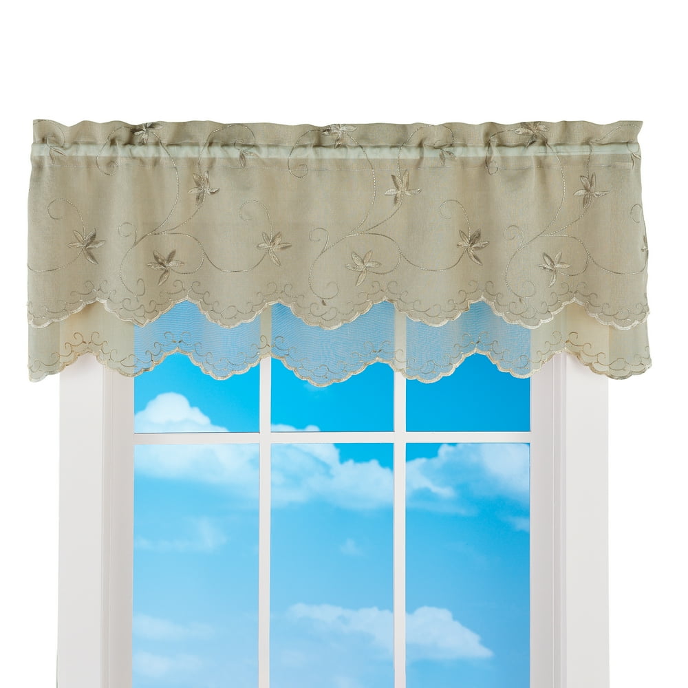 Collections Etc Emb. Double Scallop Valance IVORY VALANCE