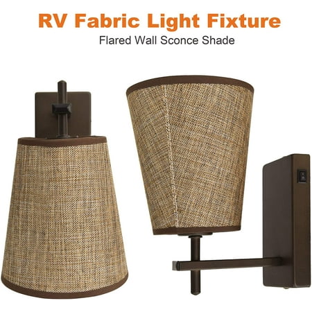 Led Rv Fabric Light Fixture With Flared Wall Sconce Shade Mount Decor Lamp Bedside Led Rv Fabric Light Fixture With Flared, Rv Interior Wall Light Fixtures
