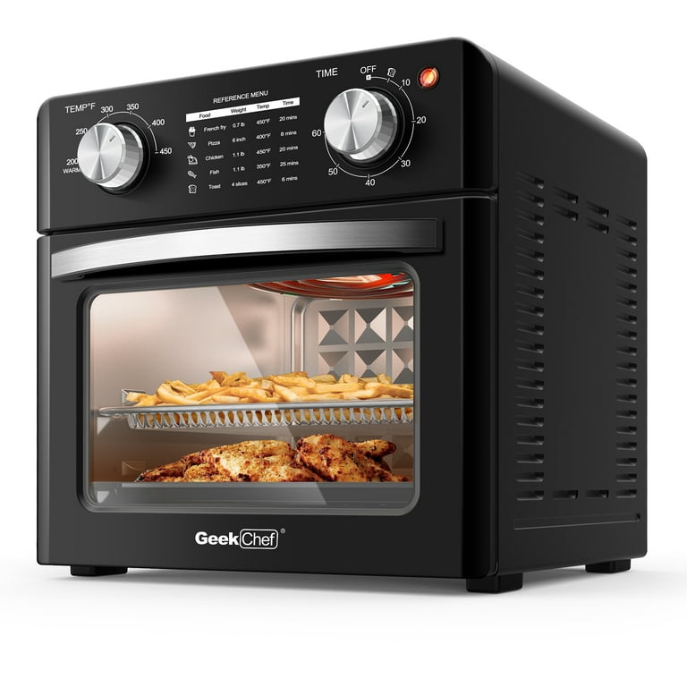 Geek Chef Air Fryer Toaster Oven Combo,16QT Convection Ovens Countertop, 6  Slice Toaster, 10-inch Pizza, whit Warm, Broil, Toast, Bake, Air Fry,  Oil-Free, 100+ Online Video Recipes & Accessories, Perfect for Countertop