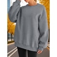 thumbnail image 5 of Women Oversized Sweatshirts Hoodie Fleece Crew Neck Long Sleeve Sweaters Comfy Fall Fashion Outfits Dark Grey L, 5 of 9