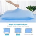 thumbnail image 6 of ALANDA Cooling Pillowcases, 2 Pack Standard & Queen Size Pillowcases Ultra Cool Pillow Cases with Stretch Japanese Q-max 0.55 Arc-Chill Cooling Fiber for Hair Skin Night Sweat Hot Sleeper - Blue, 6 of 9