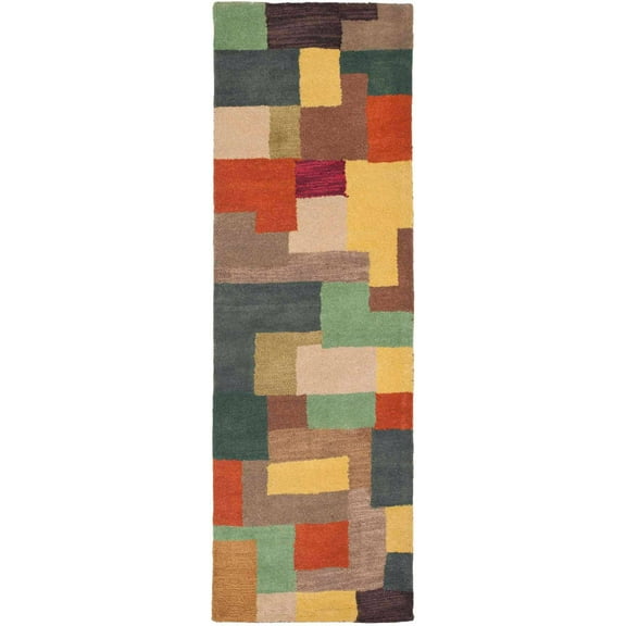 SAFAVIEH Soho Catalina Geometric Wool Runner Rug, Multi, 2'6" x 10'